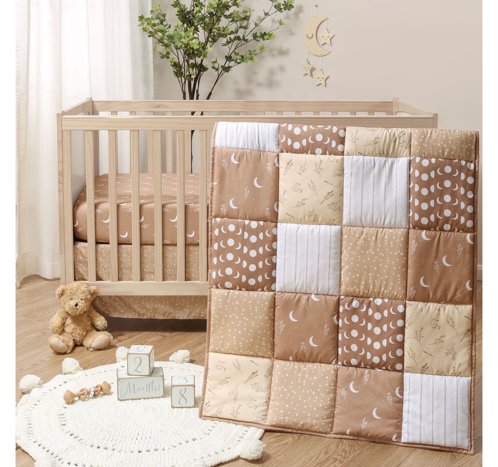 The Peanutshell Детский Crib Bedding Set, Boho Celestial, 3 Pieces