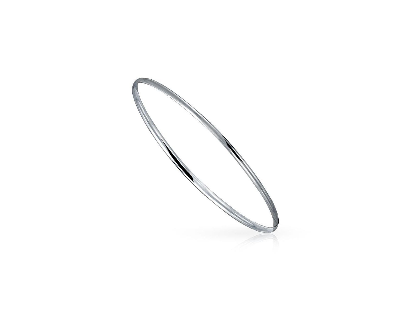 Bling Jewelry Plain Dome Edge Thin 2MM Bangle Bracelet .925 Sterling Silver Stackable