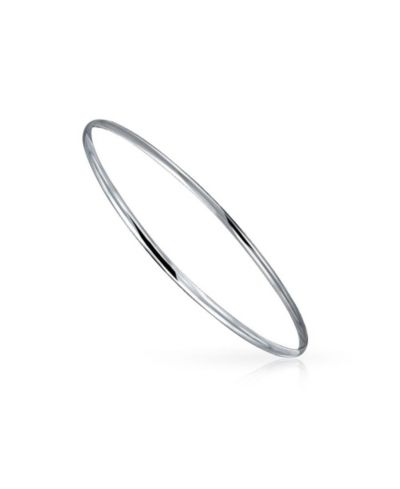 Bling Jewelry Plain Dome Edge Thin 2MM Bangle Bracelet .925 Sterling Silver Stackable