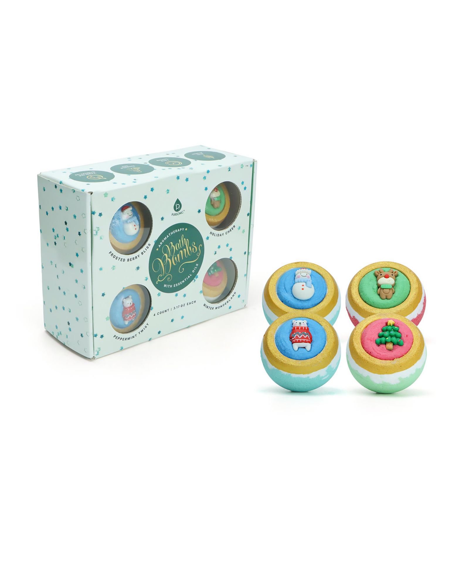 PURSONIC Happy Holidays Aromatherapy Bath Bombs