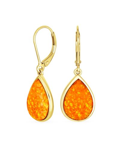 Bling Jewelry Pink Opal Teardrop Dangle Earrings .925 Sterling Silver Lever back