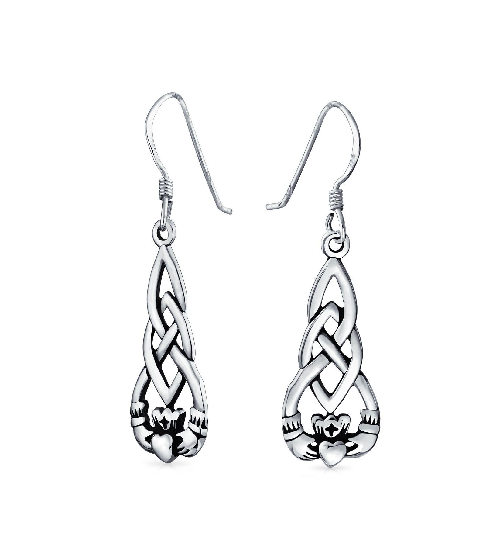 Серьги-подвески Bling Jewelry Friendship BFF Heart Circle из стерлингового серебра