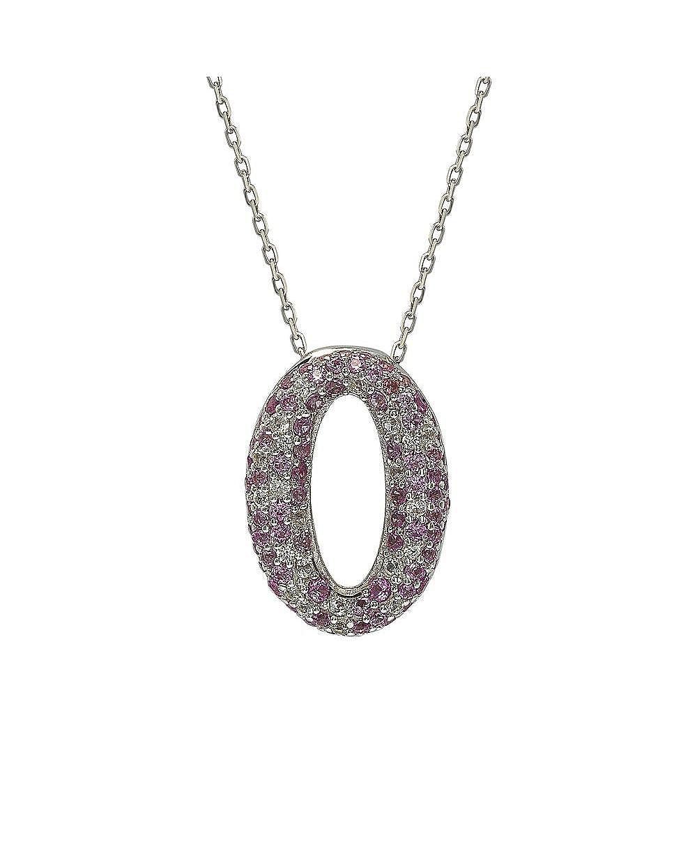 Ожерелье-кулон Suzy Levian New York с розовыми и белыми сапфирами из стерлингового серебра