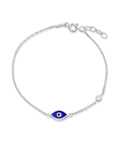 Минималистичный браслет Bling Jewelry с кулоном «синий глаз» и акцентом из фианитов, серебро .925 пробы