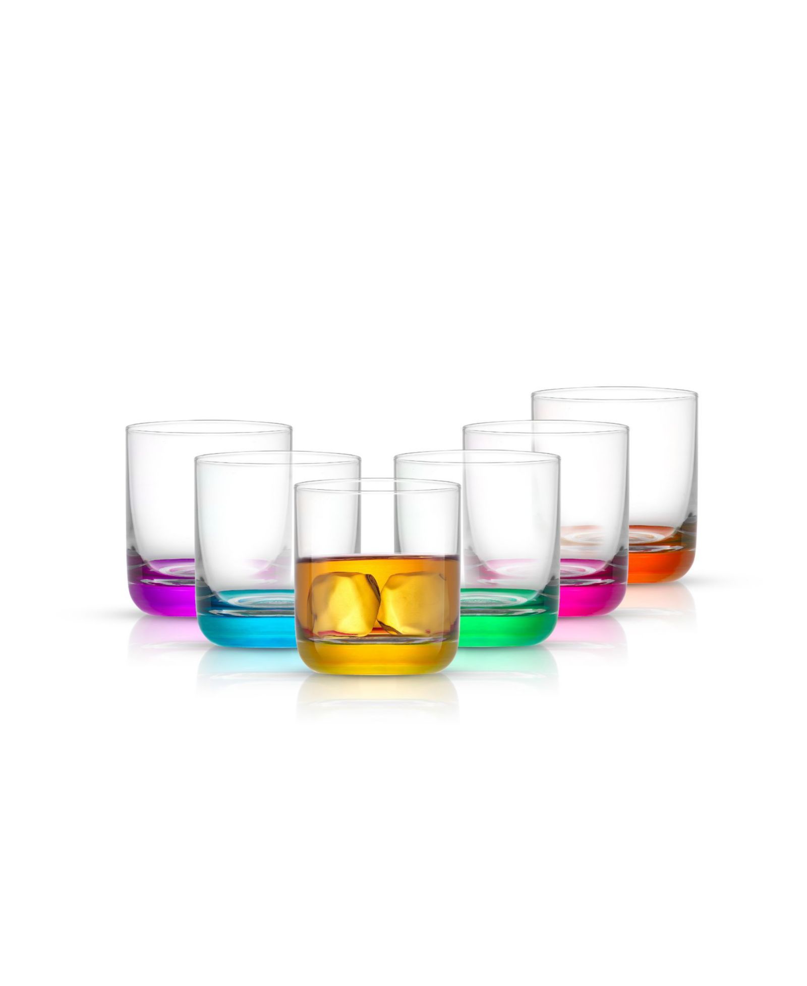 JoyJolt Hue Colored Double Old Fashioned Glasses, Set of 6