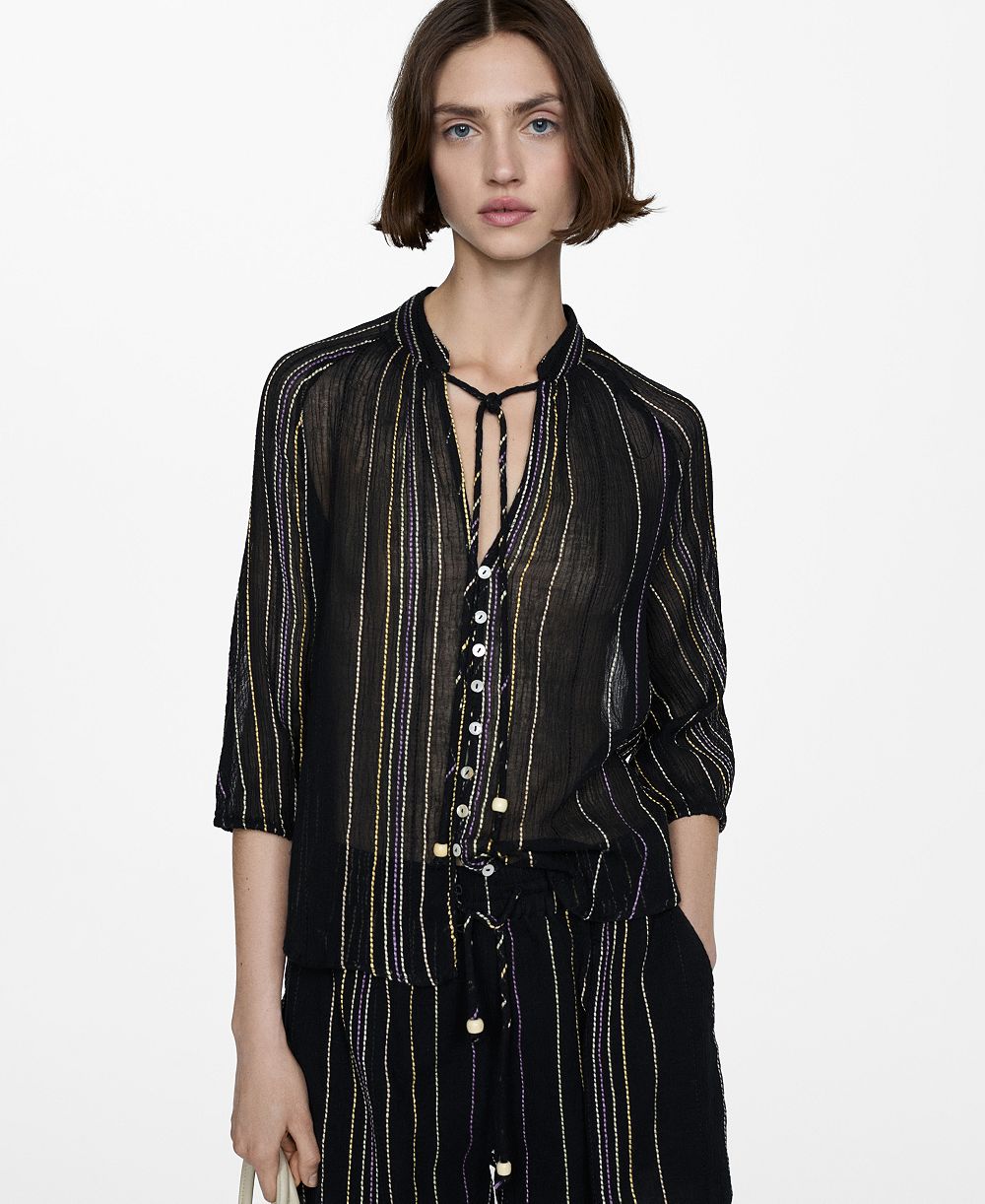 Женская блузка Mango Striped Bow