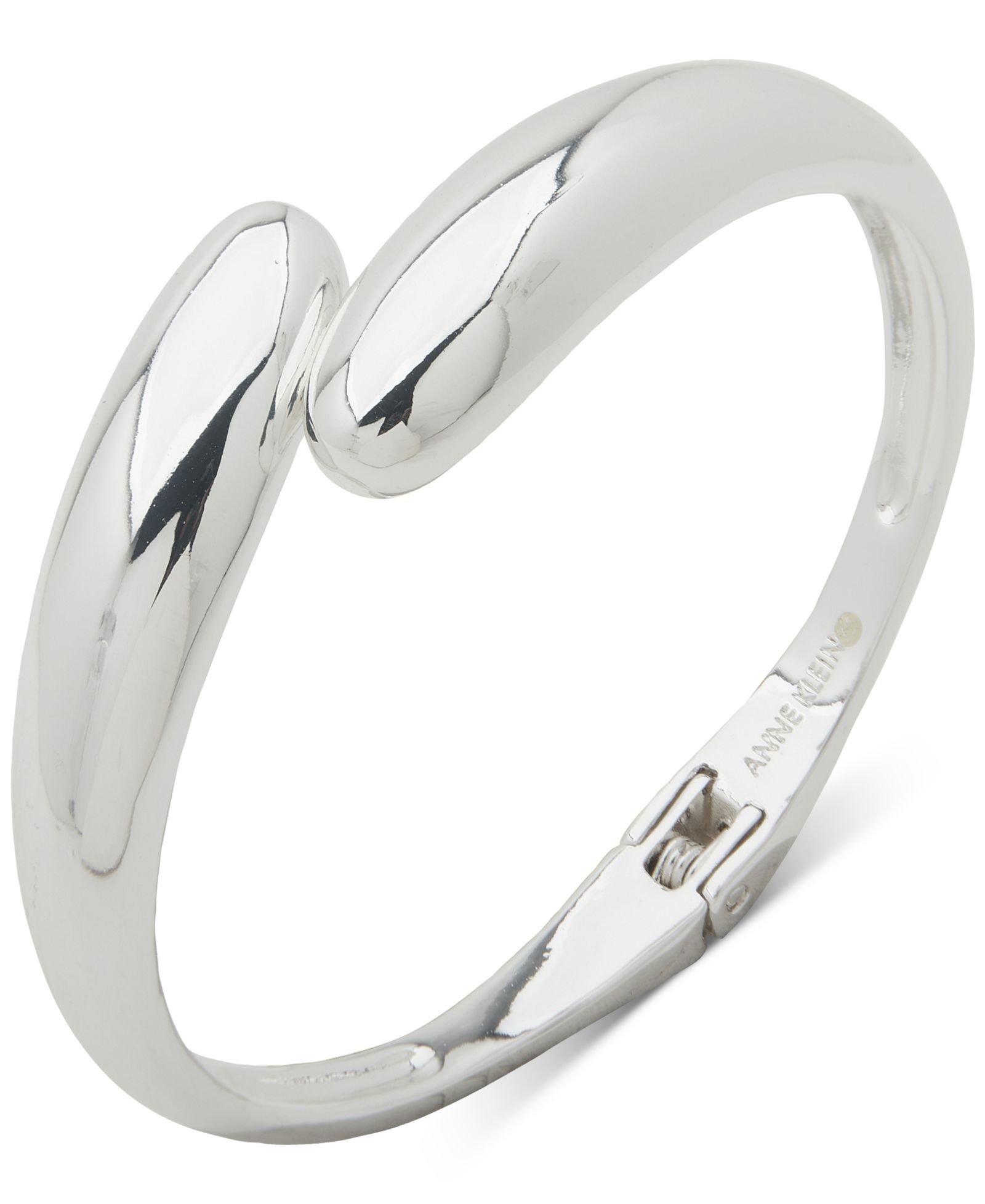 Браслет Anne Klein Silver-Tone Open Spring Hinge Bangle