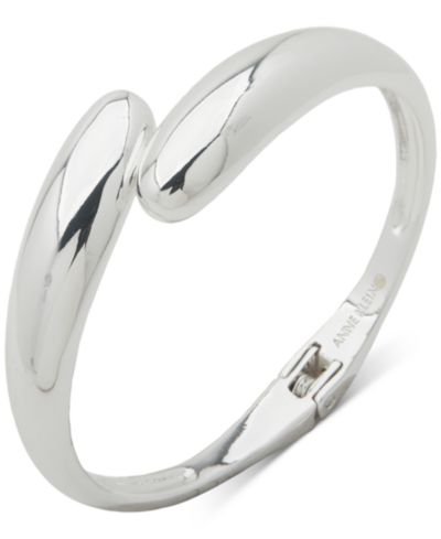Браслет Anne Klein Silver-Tone Open Spring Hinge Bangle