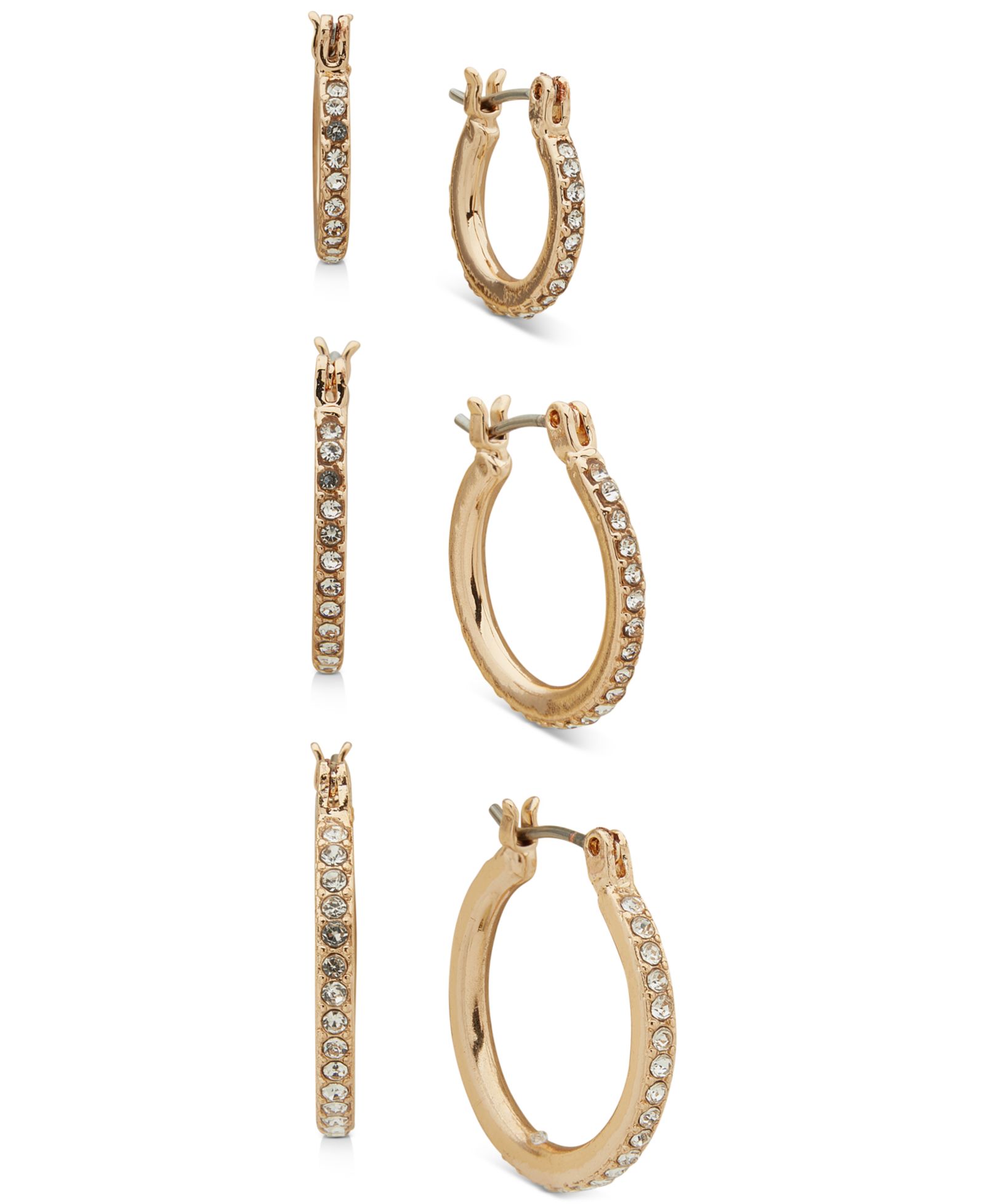 Комплект из 3-х пар серег-кольц Anne Klein Pavé