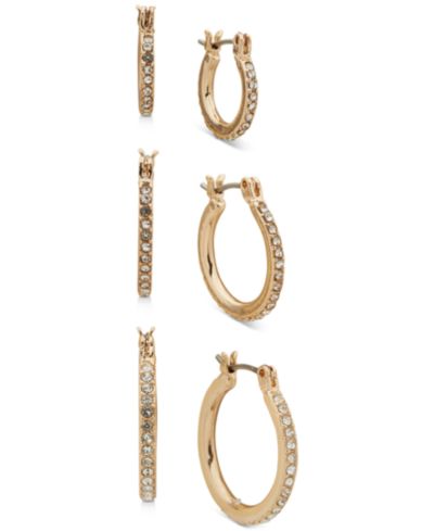 Anne Klein 3-Pc. Set Pavé Hoop Earrings