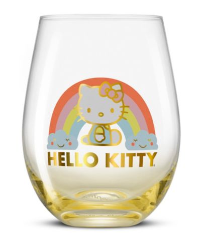 JoyJolt Hello Kitty Sweet Rainbow Stemless Drinking Glasses, Set of 4