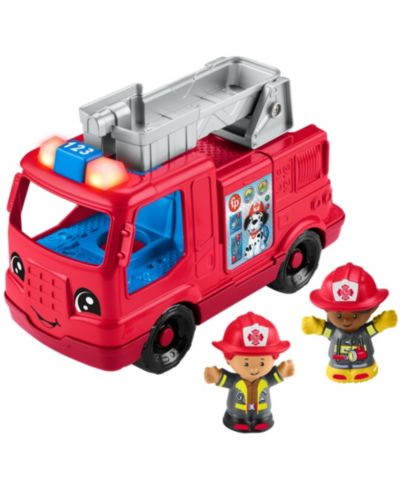 Fisher-Price Little People музыкальная пожарная машина для малышей с огнями, звуками и 2 фигурками