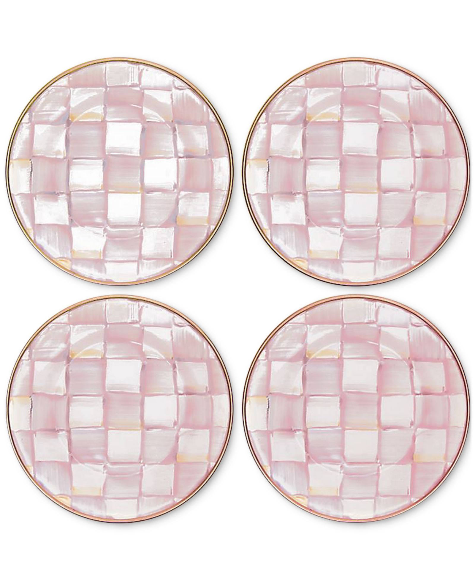 MacKenzie-Childs Rosy Check Appetizer Plates, Set of 4