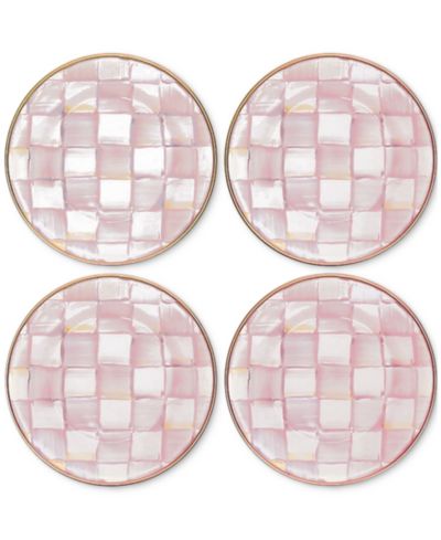 MacKenzie-Childs Rosy Check Appetizer Plates, Set of 4