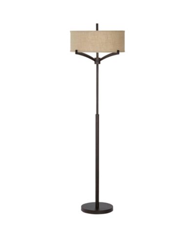 Напольный торшер Tremont Modern Mid Century Deep Bronze Metal Tan Burlap Drum Shade