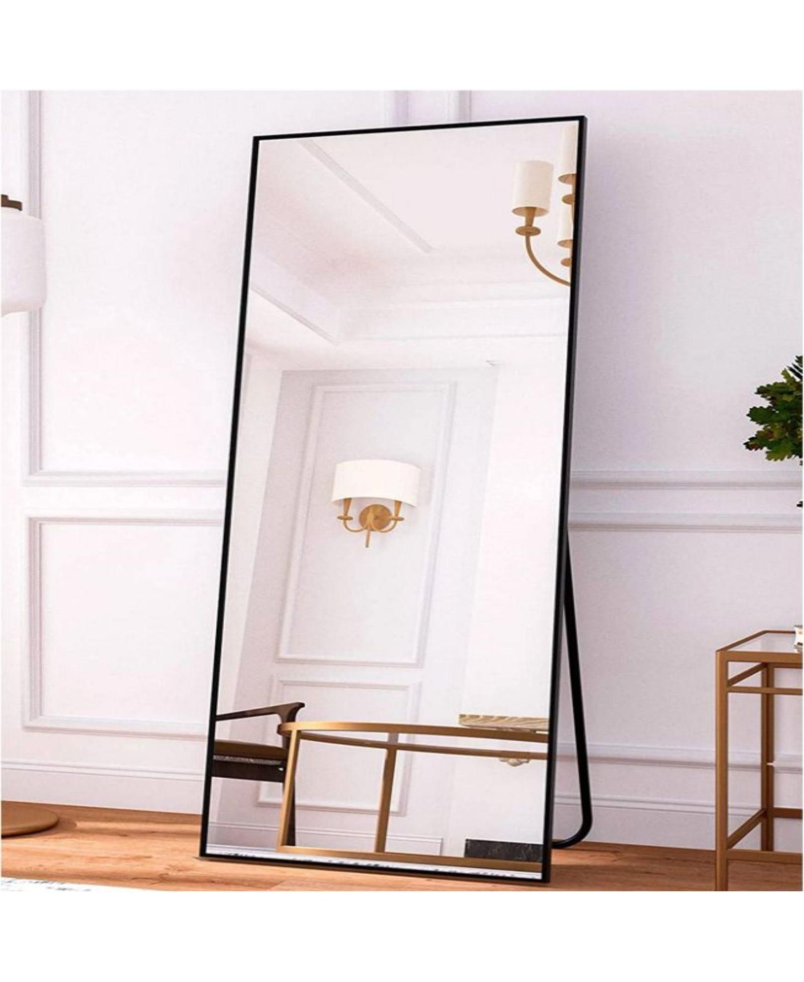 HOMLUX 58"x18" Rectangular Leaning Floor Mirror Full Length Standing Mirror Bathroom,Black