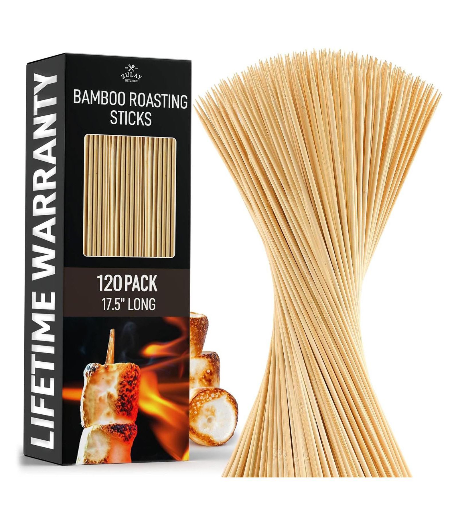 Zulay Kitchen бамбуковые шпажки для жарки маршмэллоу 17.5 inch - 120 шт