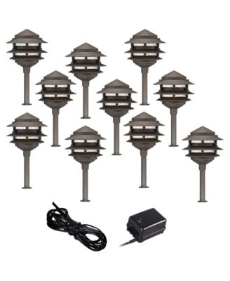Набор уличного освещения John Timberland Pagoda 17" High Modern 12-Piece LED Bulb Brown Bronze Finish