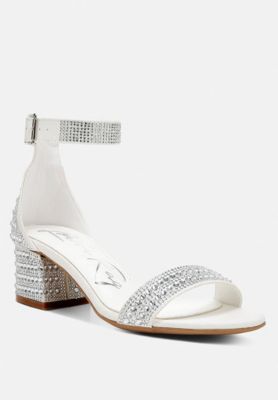 London Rag Women's Twerky Rhinestones Embellished Block Sandals