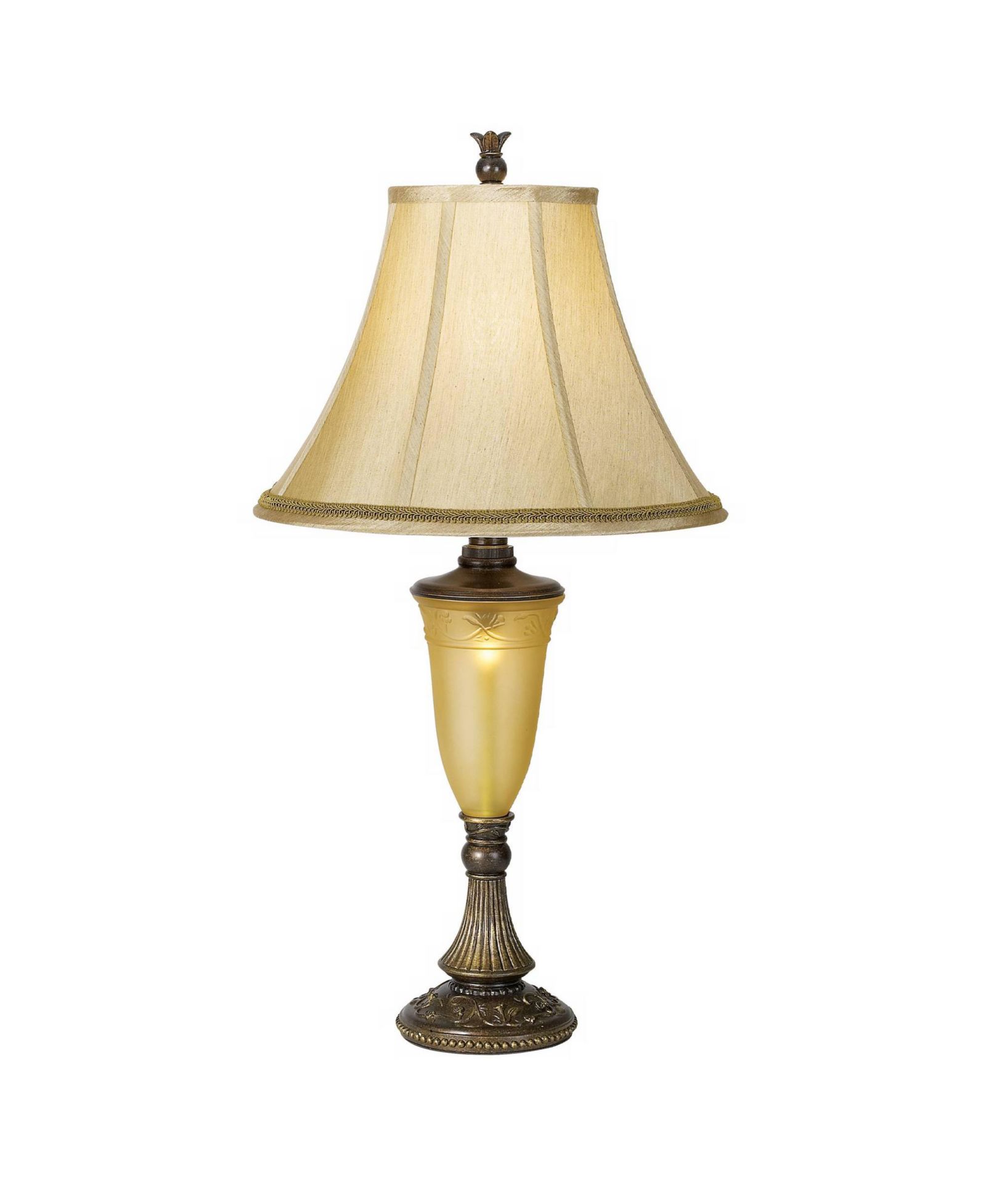 Kathy Ireland Sorrento Traditional Table Lamp 30" Tall Glass with Nightlight Flared Bell Shade for Bedroom Living Room Bedside Office