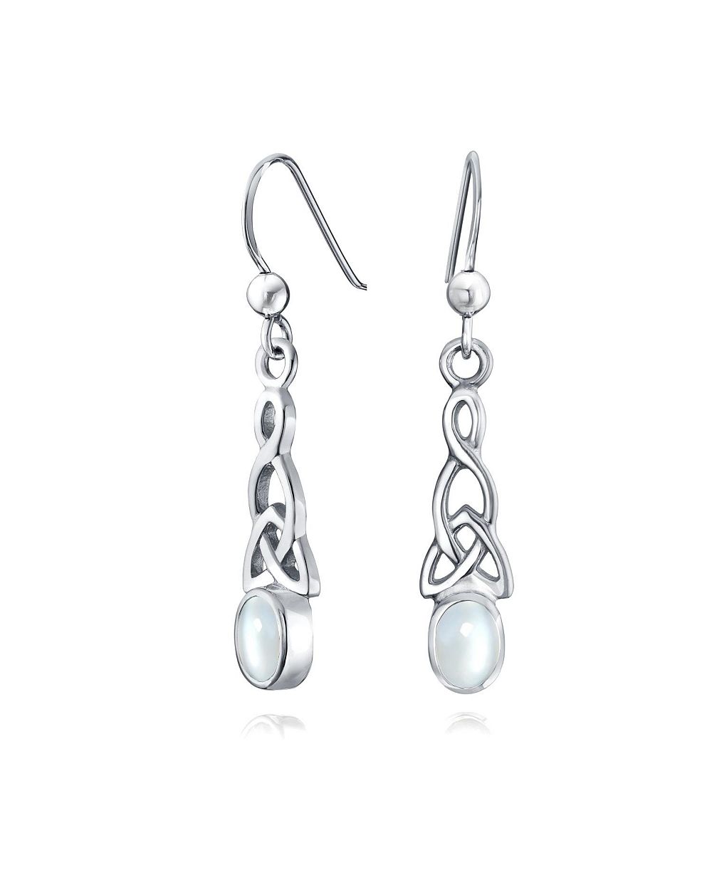 Серьги Bling Jewelry Amethyst Moonstone Amber Love Knot с подвесками в виде кельтского рыболовного крючка, серебро
