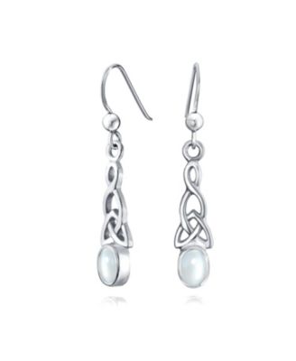 Серьги Bling Jewelry Amethyst Moonstone Amber Love Knot с подвесками в виде кельтского рыболовного крючка, серебро
