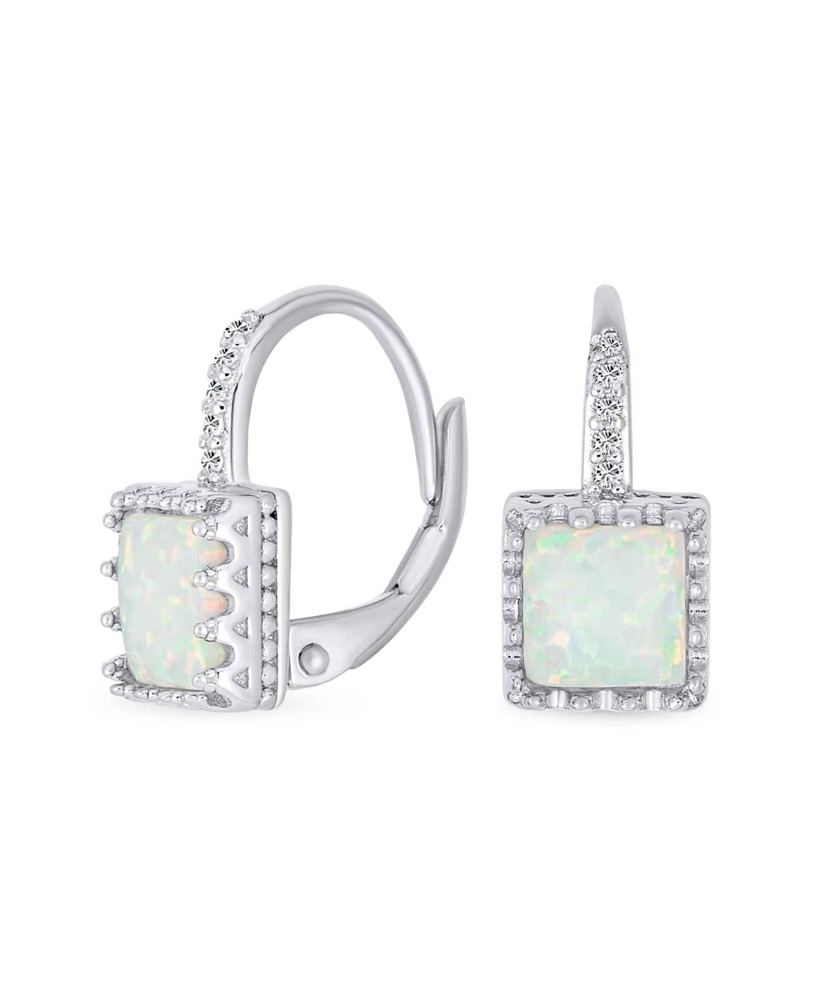 Серьги-подвески Bling Jewelry в стиле Art Deco с фисташковым опрашиванием и оранжевым опалом