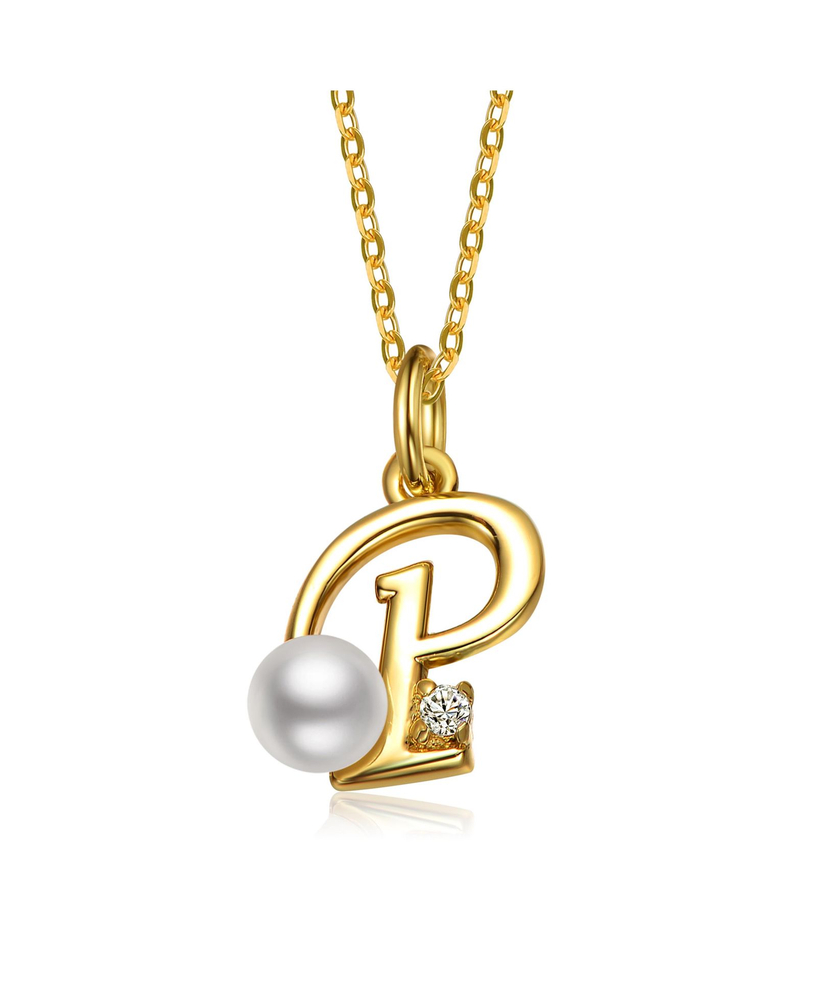 Ожерелье GiGiGirl Dainty Personalized 14K Gold Plated CZ & Pearl Initial