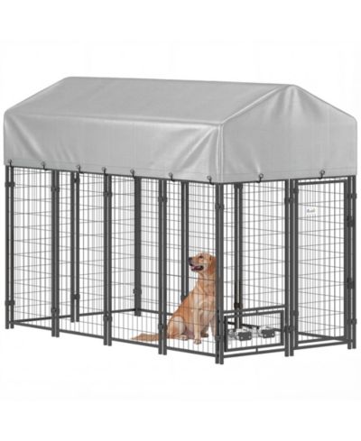 PawHut Dog Kennel, Welded Wire Heavy Duty Dog Run, 8' x 4' x 6',
