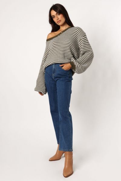 Женский свитер Petal and Pup Becca Crewneck Waffle Stitch Stripe Knit