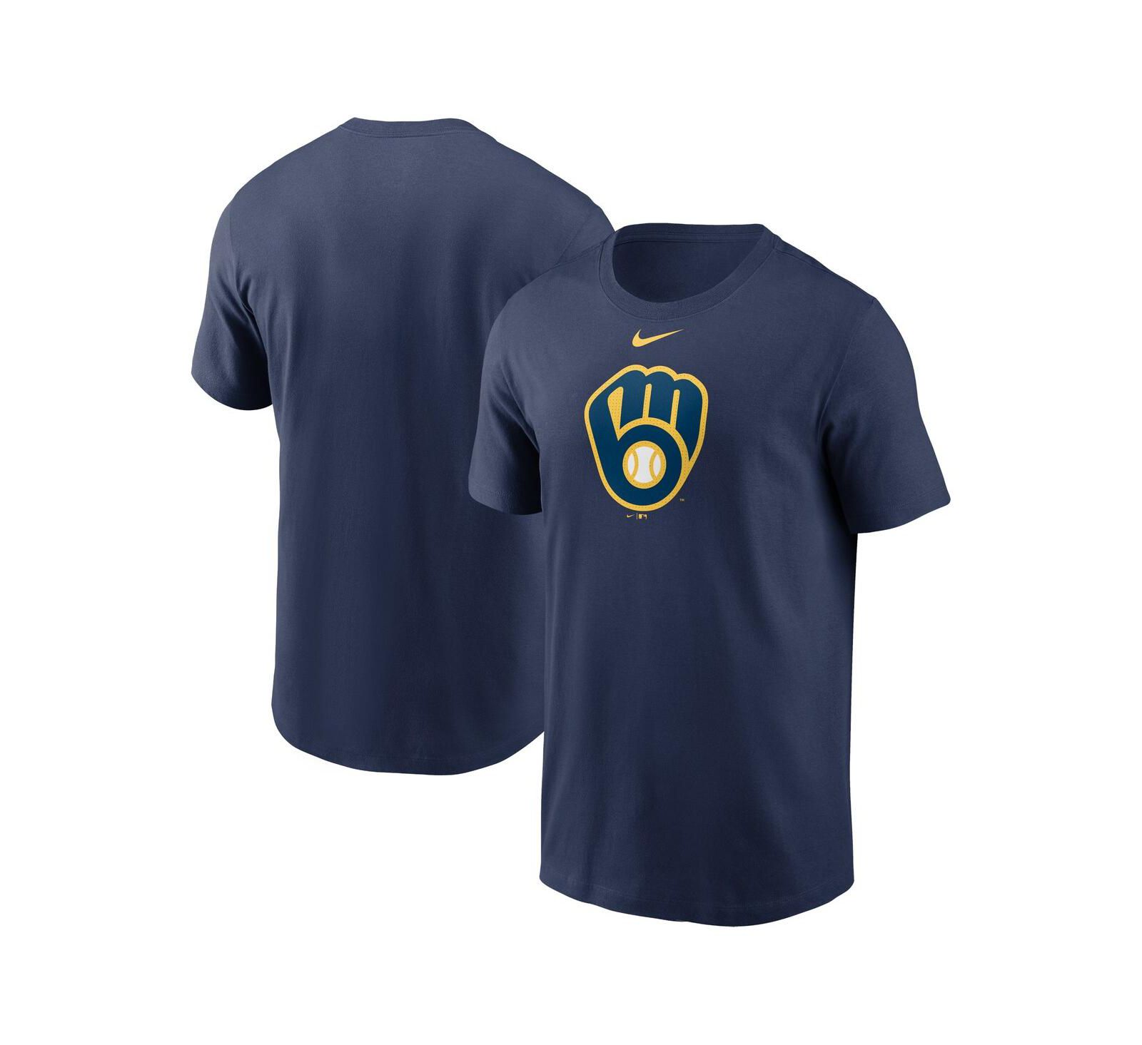 Nike Мужская футболка с логотипом Milwaukee Brewers Fuse, темно-синий