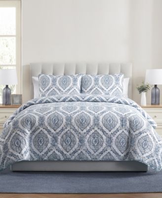 VCNY Home Комплект стеганого одеяла Sea Damask, 3 шт., Full/Queen