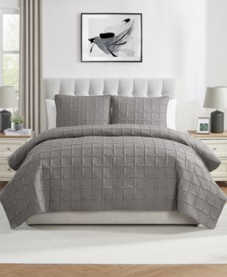 VCNY Home Solid Square 3-Piece Quilt Set, Full/Queen
