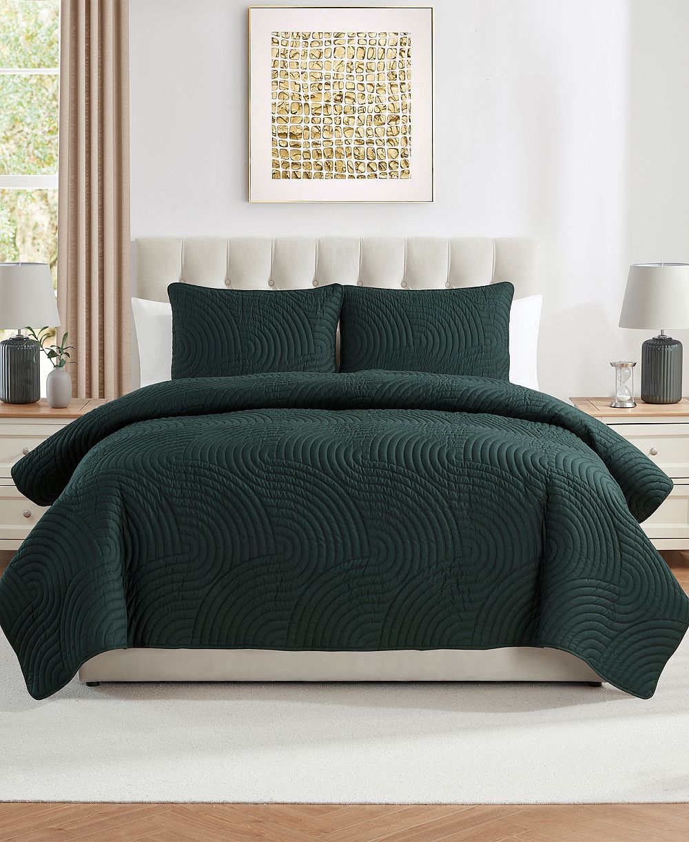 VCNY Home Sands Curved 3-Piece Quilt Set, Full/Queen