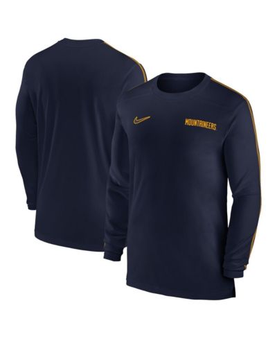 Мужская футболка Nike Navy West Virginia Mountaineers 2024 Sideline Coach UV Performance Long Sleeve