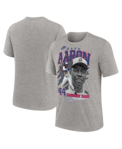 Мужская футболка Nike Hank Aaron Heather Gray Atlanta Braves Cooperstown Collection