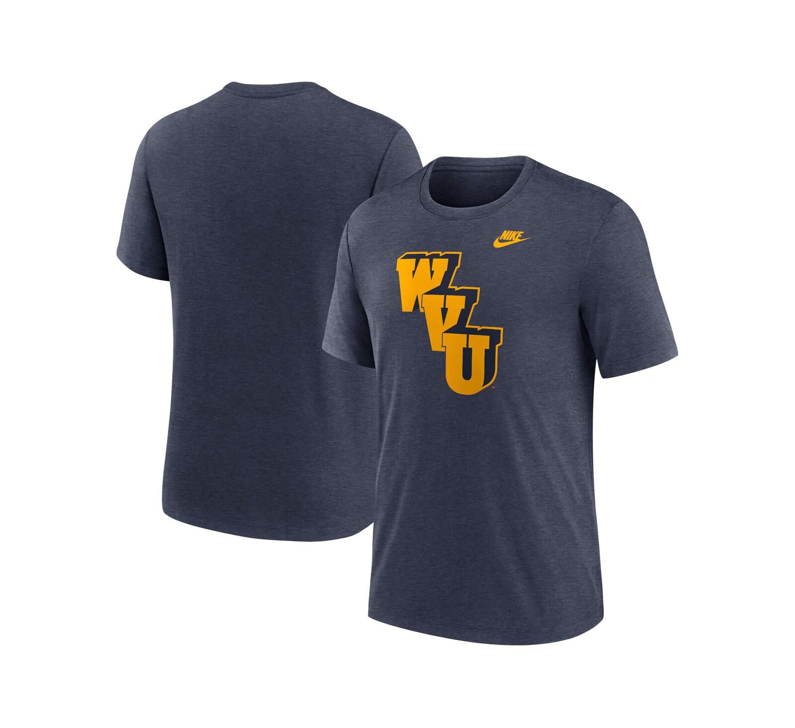 Nike Men's Heather Navy West Virginia Mountaineers Blitz Evergreen Legacy Primary Tri-Blend T-Shirt