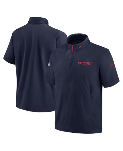 Мужская куртка-худи Nike Navy New England Patriots 2024 Sideline Coach Short Sleeve Half-Zip