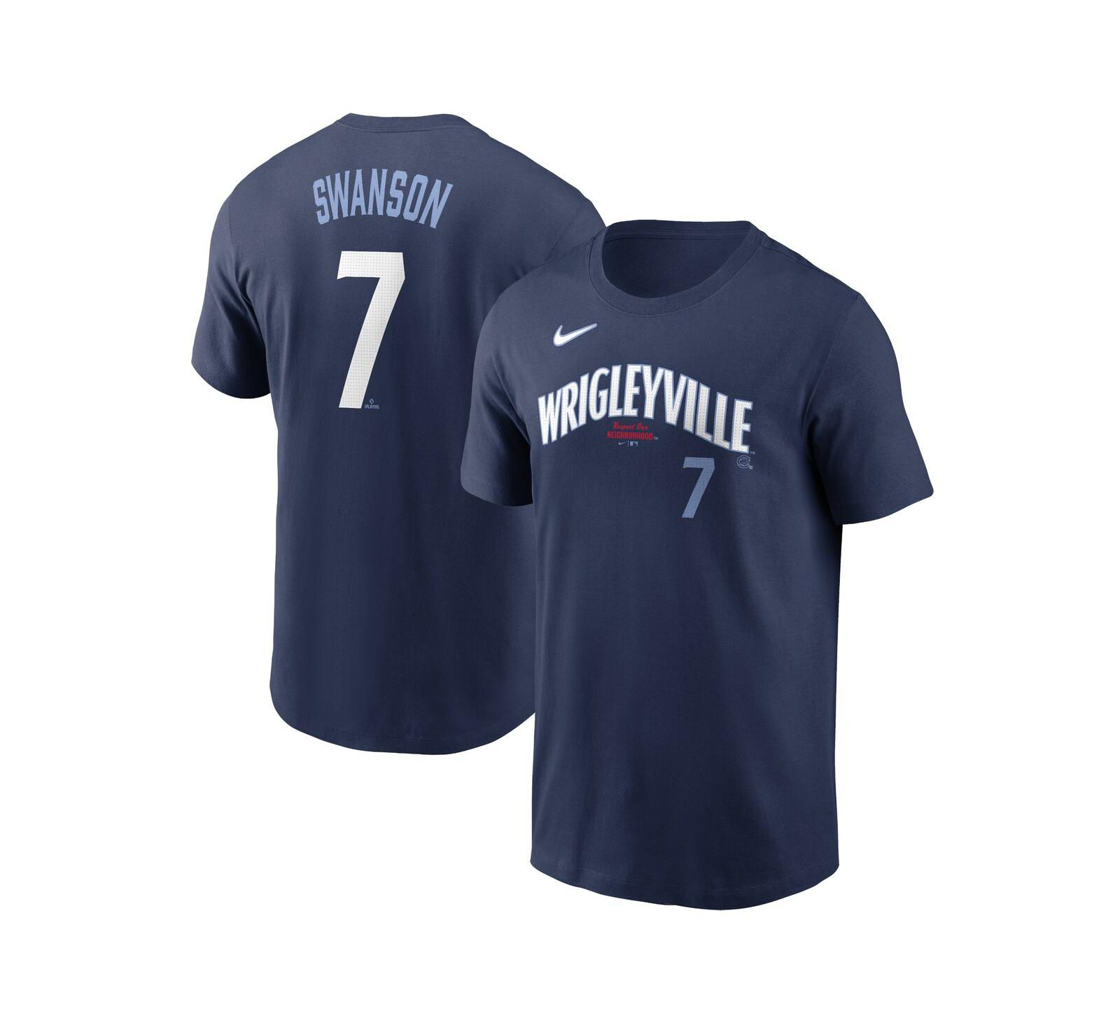 Nike Men's Dansby Swanson Navy Chicago Cubs City Connect Fuse Name & Number T-Shirt