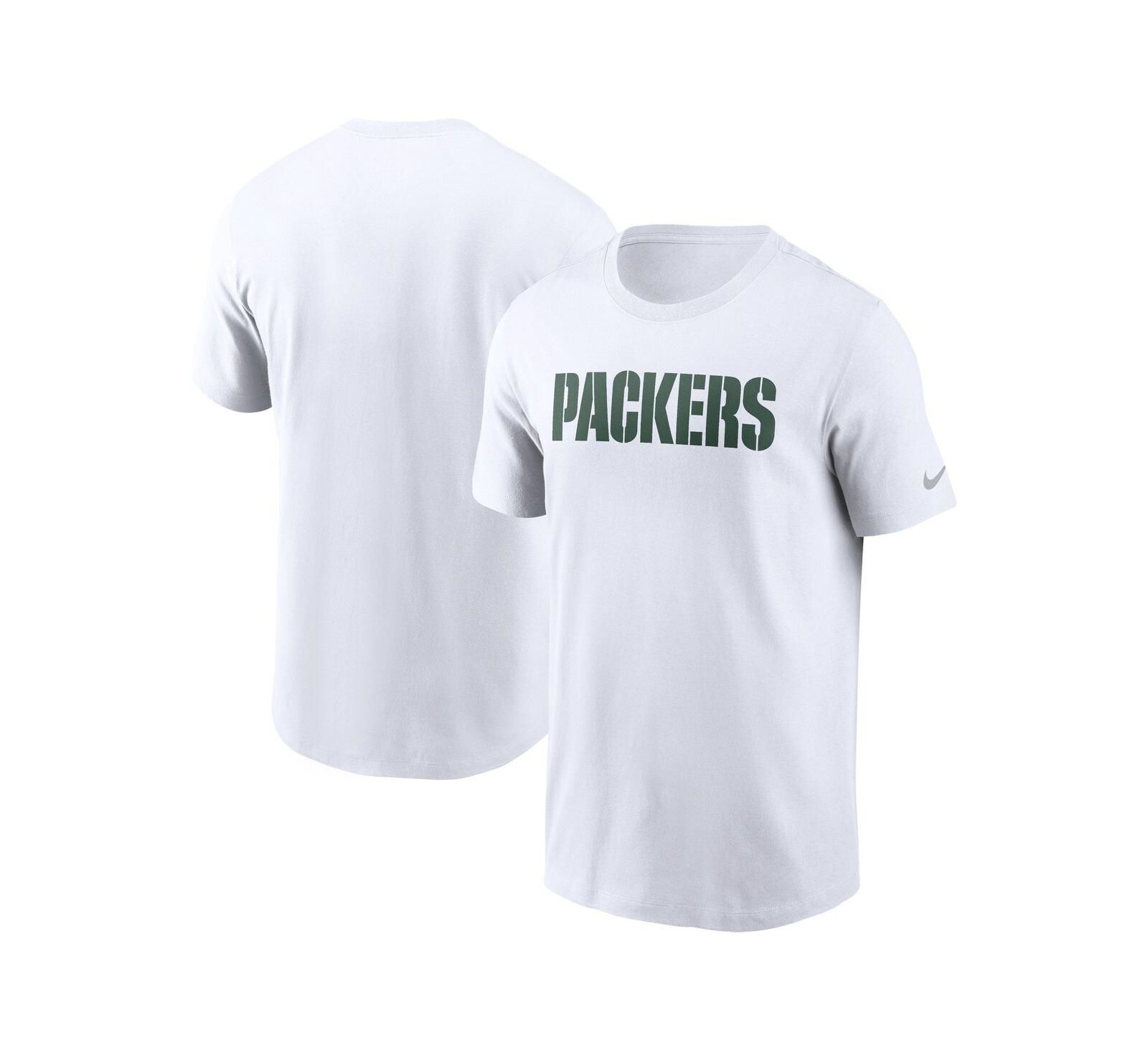 Nike Men's White Green Bay Packers Primetime Wordmark Essential T-Shirt