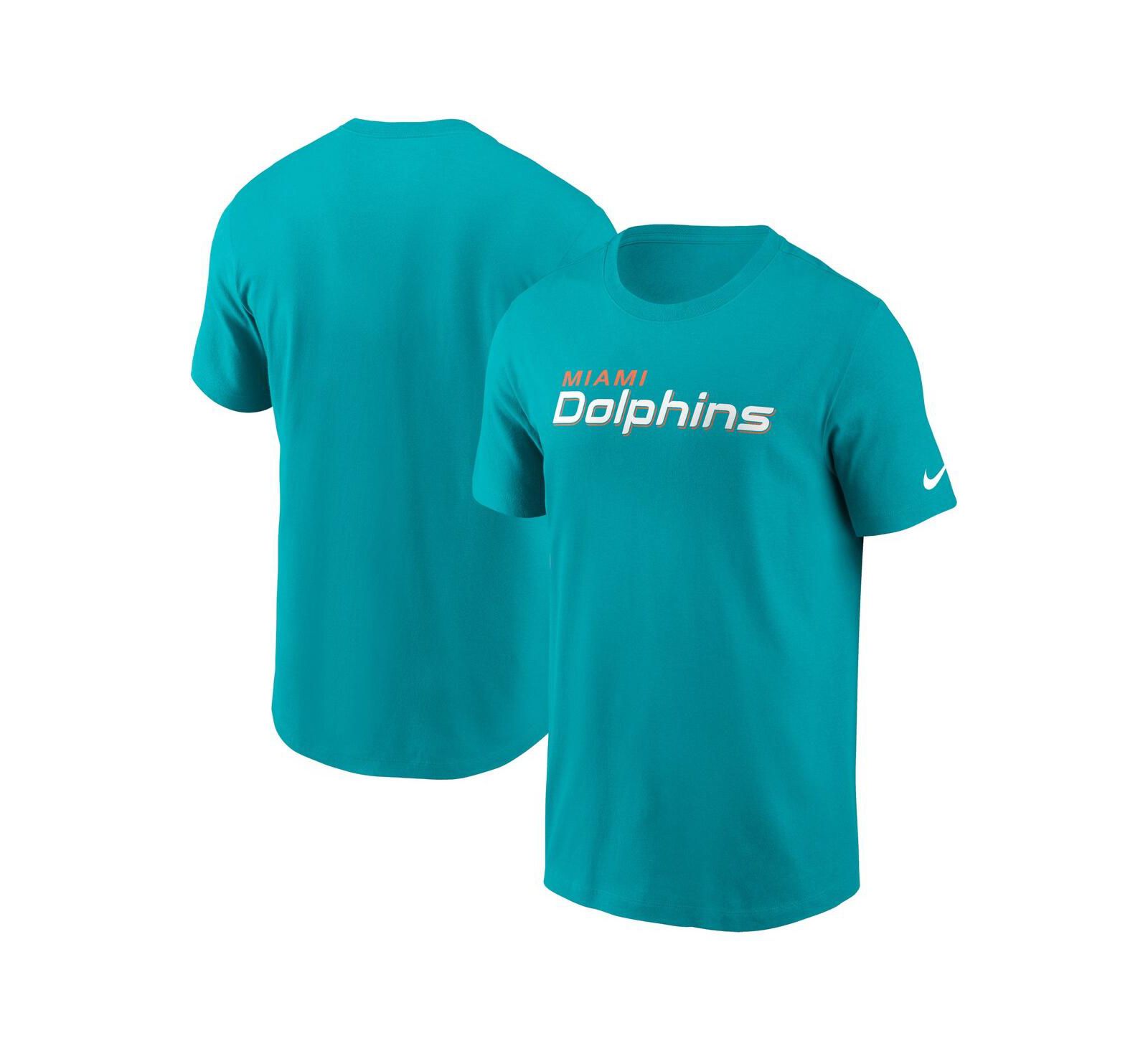 Nike Men's Aqua Miami Dolphins Primetime Wordmark Essential T-Shirt