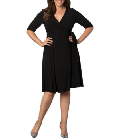 Kiyonna Женское платье с запахом и рукавами 3/4 Plus Size