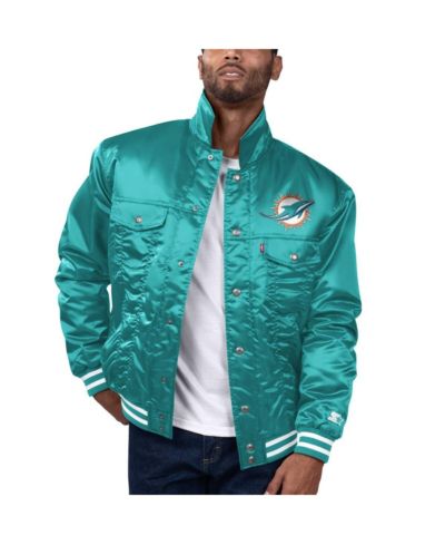 Levi’s x Starter Men's Aqua Miami Dolphins Silver Tab Trucker Full-Snap Jacket