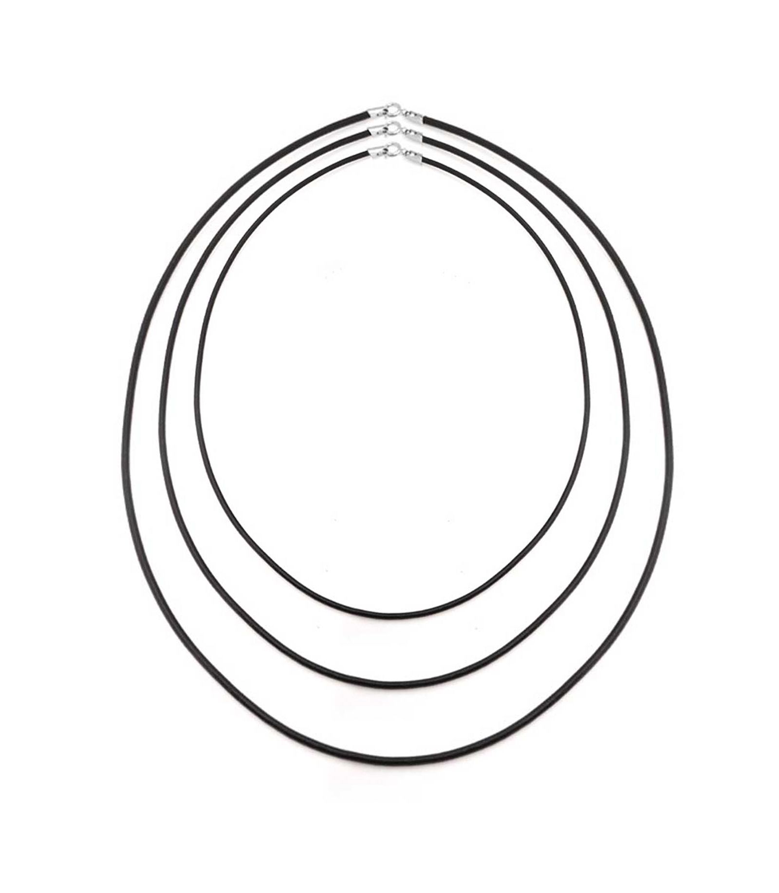 Bling Jewelry Set of Three 16 18 20 Inch Black Rubber Necklace Pendant Cord Sterling Silver