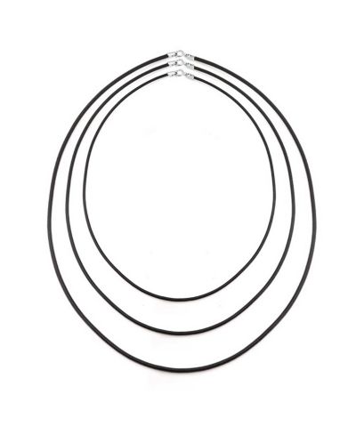 Набор из трех колье Bling Jewelry, 16 18 20 дюймов, черная резина, серебро