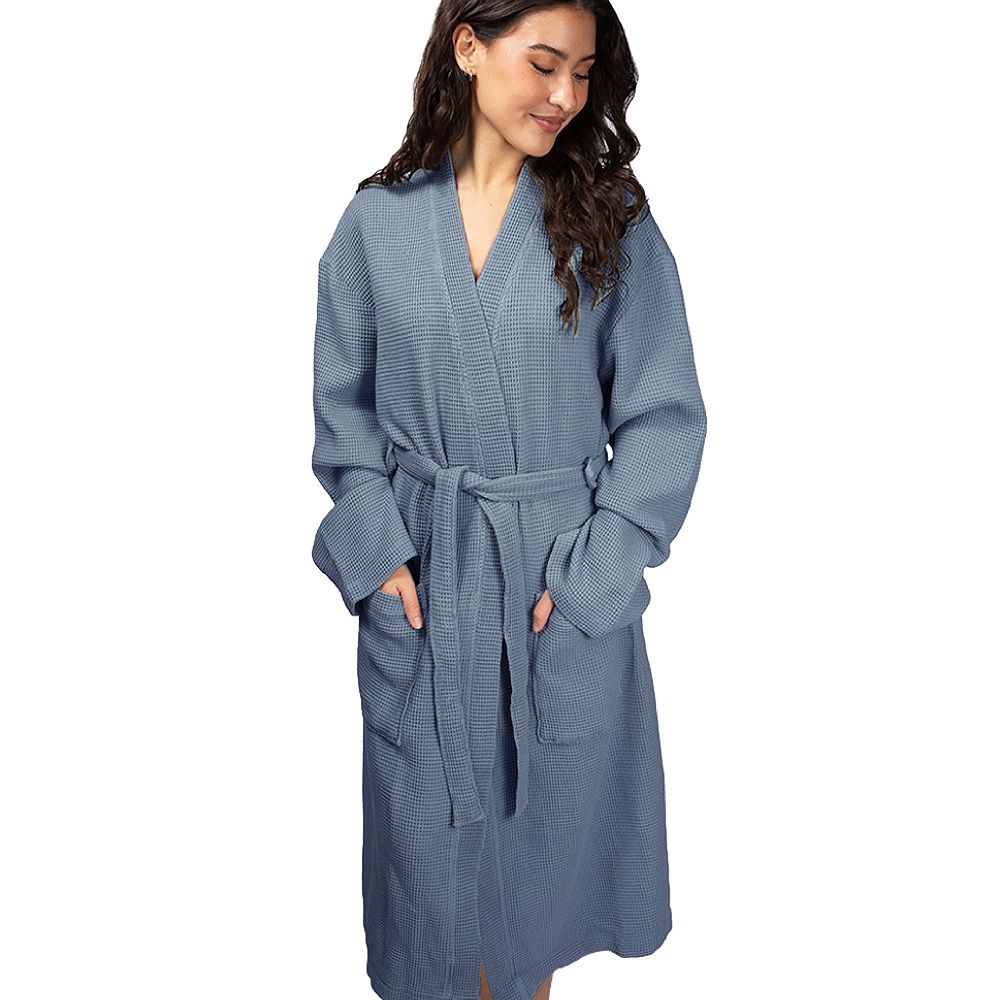 Банный халат Cariloha Waffle Knit | Marine Blue | Unisex, Large/X-Large | Viscose