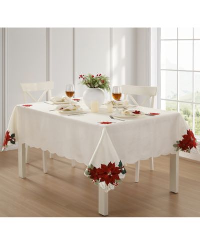 Скатерть из ткани Elrene Poinsettia Cutwork 60" x 102"