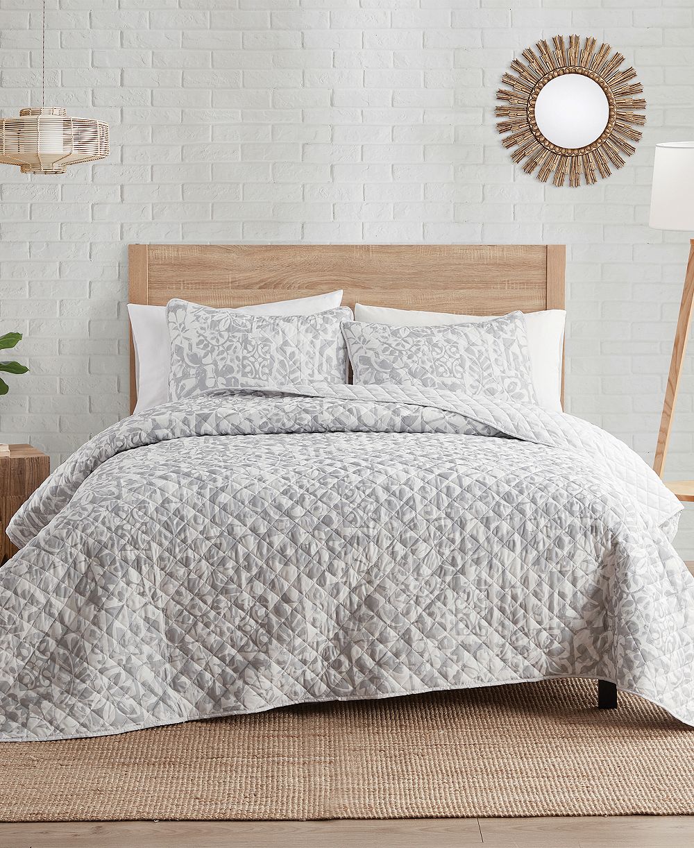 Indigo Ink Abstract 3-Pc. Quilt Set, King