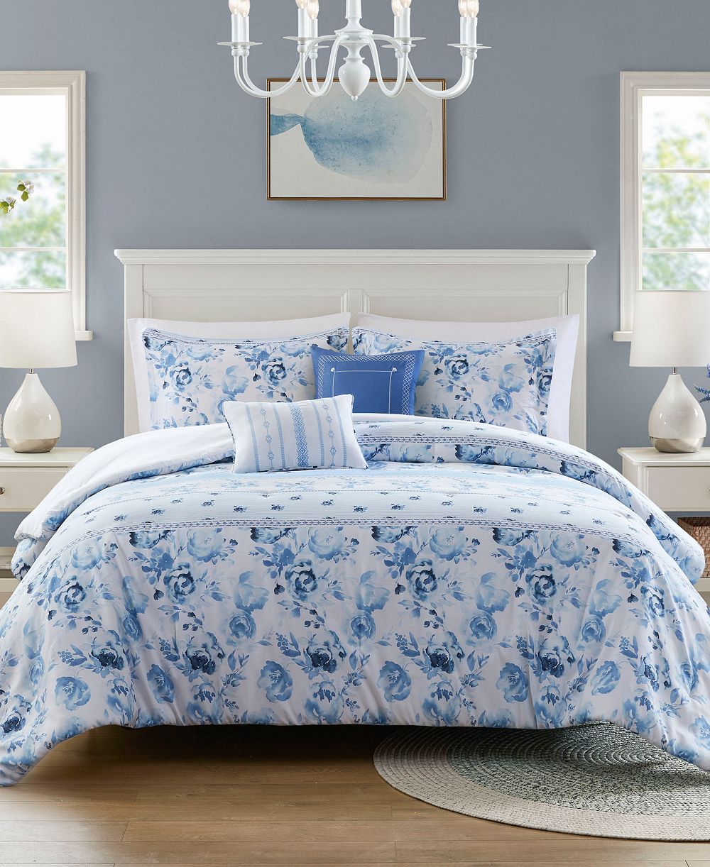 Комплект постельного белья Intelligent Design Christa Floral Striped 5-Pc. Comforter Set, Full/Queen
