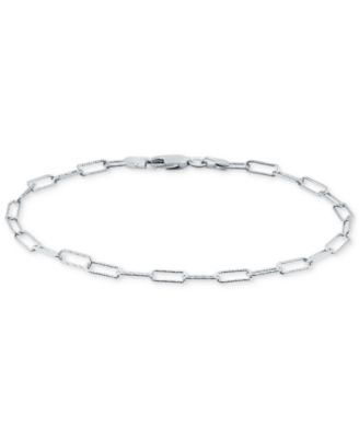 Giani Bernini Diamond-Cut Paperclip Chain Link Bracelet in Sterling Silver or 18k Gold-plated Sterling Silver 8", Created for Macy's